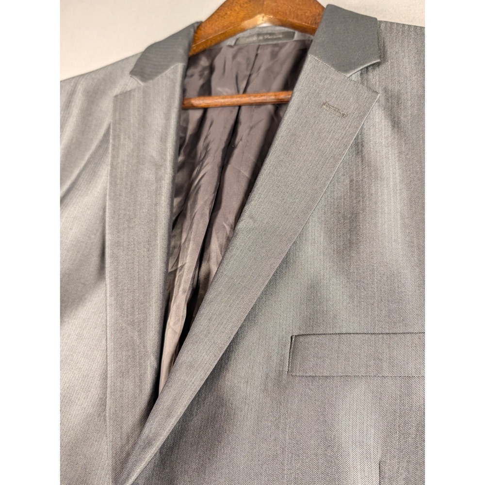 Calvin Klein Mens Grey Herringbone Slim Fit Blazer Sport Coat 46R 4900076846